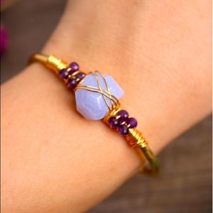 Purple Agate Open Cuff Bangle